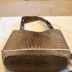 Brahmin Brown Crocodile Embossed Shoulder Bag